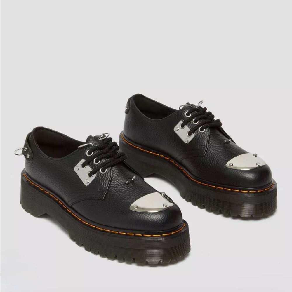 Doc Martens 1461 Bex Quad Pierced Black Leather Platform Shoes